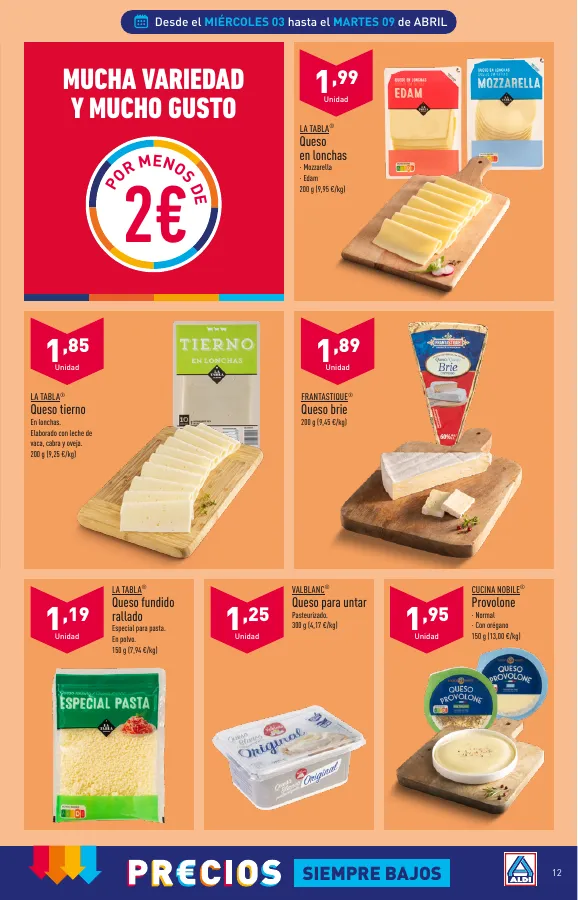 Número de página 12 del folleto promocional de la tienda Aldi - Folleto semanal - fecha de vigencia: desde03.04 bis 09.04