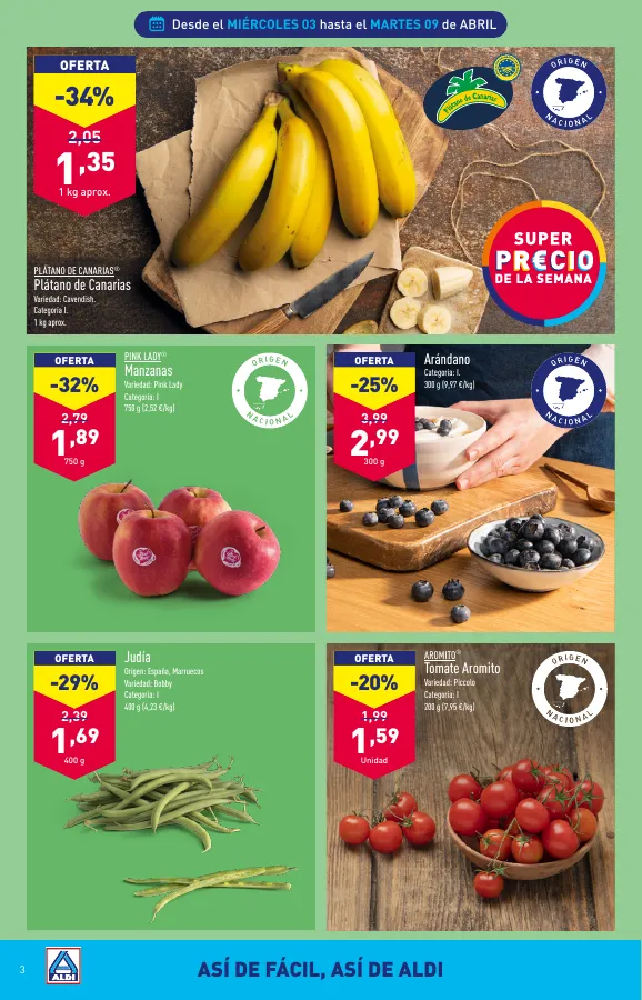 Número de página 3 del folleto promocional de la tienda Aldi - Folleto semanal - fecha de vigencia: desde03.04 bis 09.04