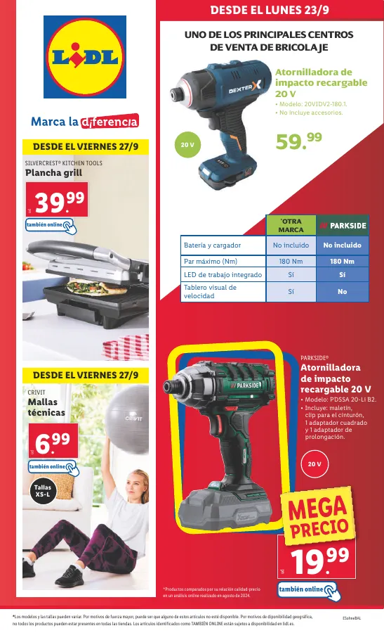 Número de página 1 del folleto promocional de la tienda Lidl - Marca la diferencia - fecha de vigencia: desde23.09 bis 29.09