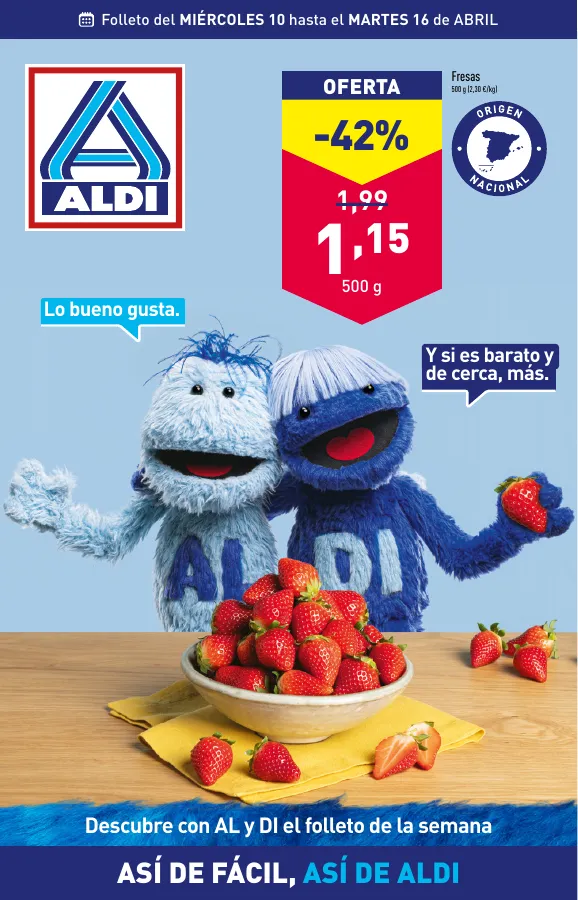 Número de página 1 del folleto promocional de la tienda Aldi - Folleto semanal - fecha de vigencia: desde10.04 bis 16.04