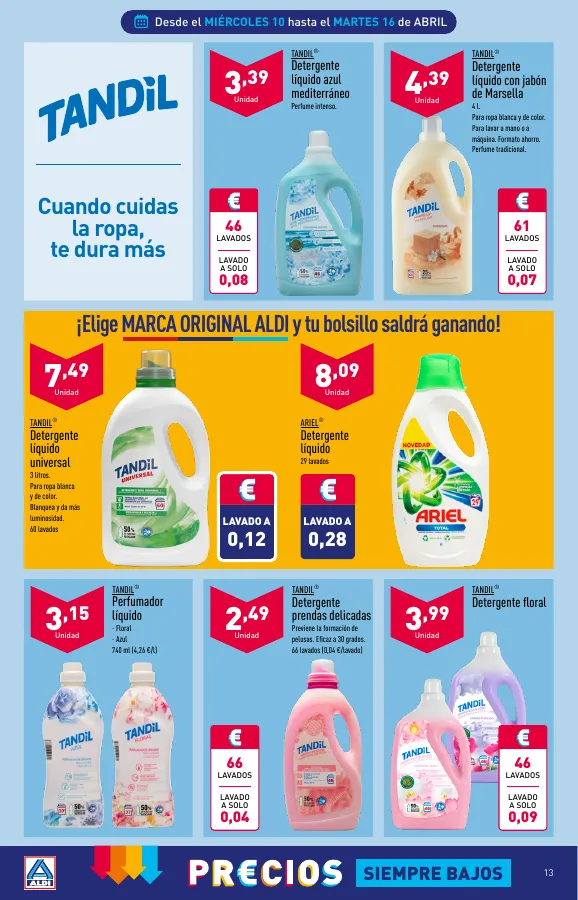 Número de página 13 del folleto promocional de la tienda Aldi - Folleto semanal - fecha de vigencia: desde10.04 bis 16.04