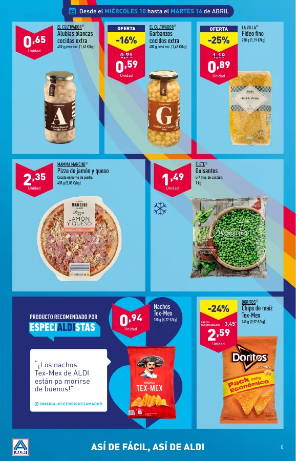 Número de página 8 del folleto promocional de la tienda Aldi - Folleto semanal - fecha de vigencia: desde10.04 bis 16.04