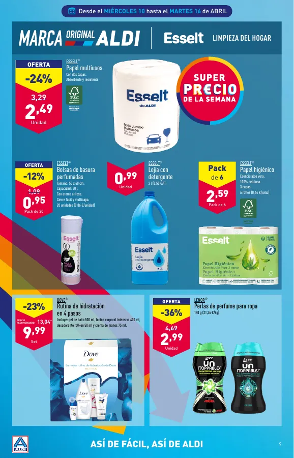 Número de página 9 del folleto promocional de la tienda Aldi - Folleto semanal - fecha de vigencia: desde10.04 bis 16.04