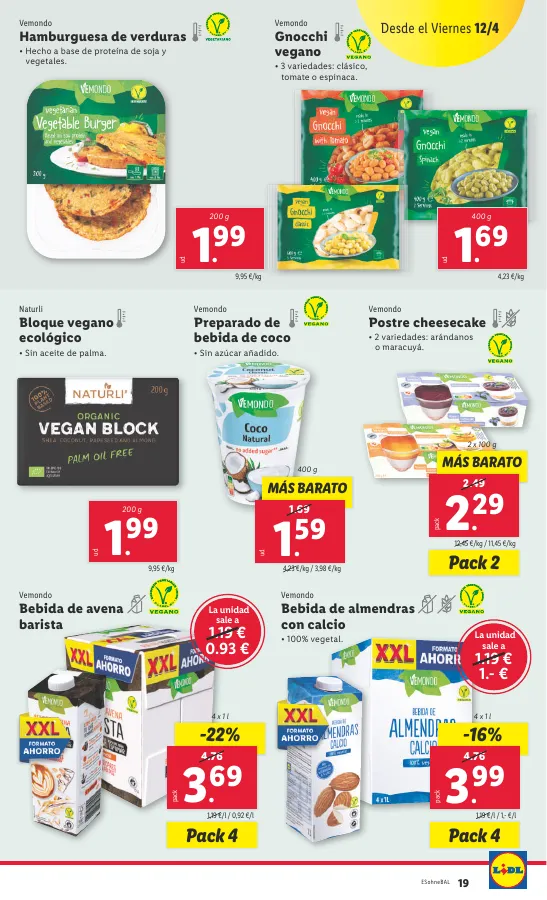 Número de página 19 del folleto promocional de la tienda Lidl - FOLLETO ALIMENTACIÓN 8/4 - fecha de vigencia: desde08.04 bis 14.04