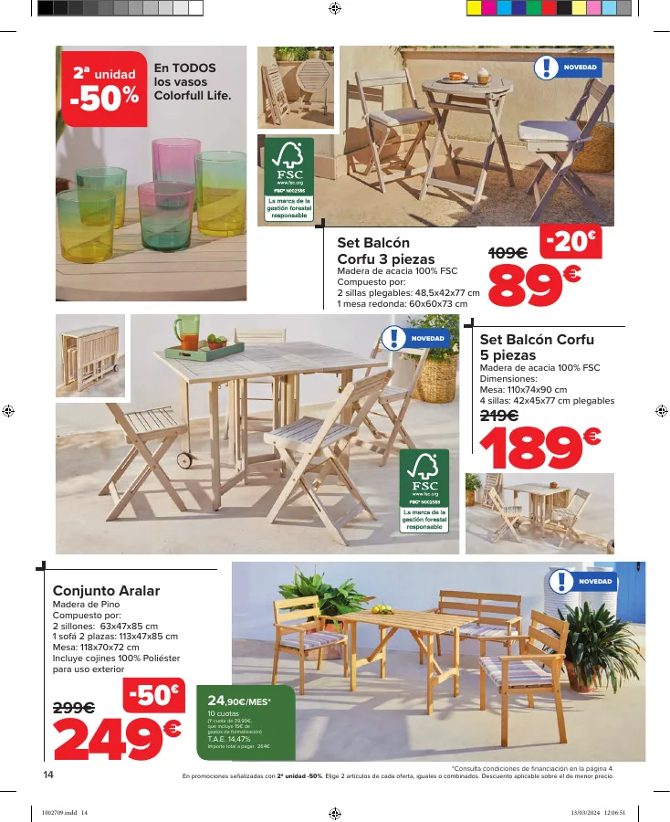 Número de página 14 del folleto promocional de la tienda Carrefour - JARDIN (Conjuntos jardín, sillas playa, piscinas, plantas y barbacoas) - fecha de vigencia: desde15.03 bis 17.04