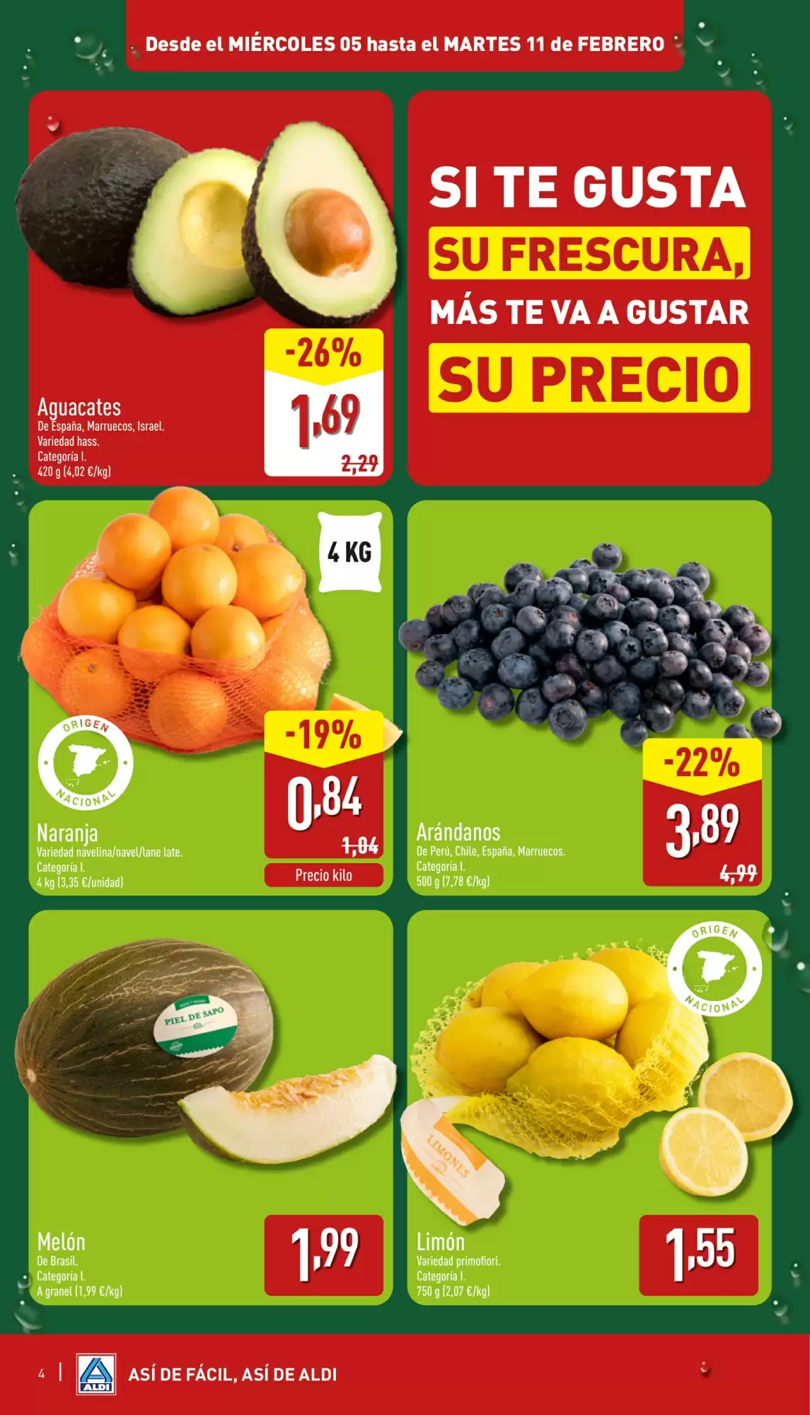 Número de página 4 del folleto promocional de la tienda Aldi - Precios siempre bajos para ahorrar siempre - fecha de vigencia: desde05.02 bis 11.02