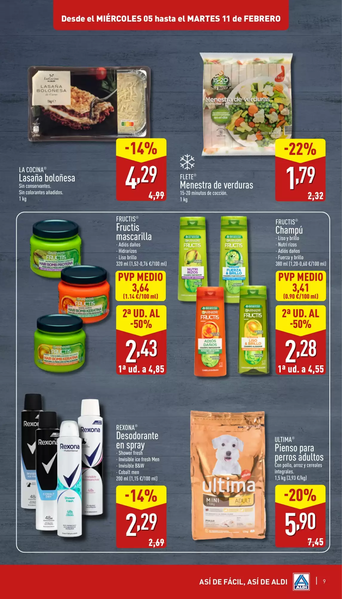 Número de página 9 del folleto promocional de la tienda Aldi - Precios siempre bajos para ahorrar siempre - fecha de vigencia: desde05.02 bis 11.02