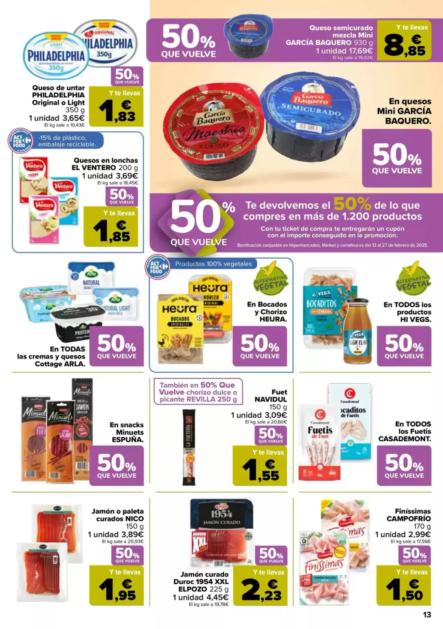 Número de página 13 del folleto promocional de la tienda Carrefour - 50% Que vuelve - fecha de vigencia: desde28.01 bis 12.02