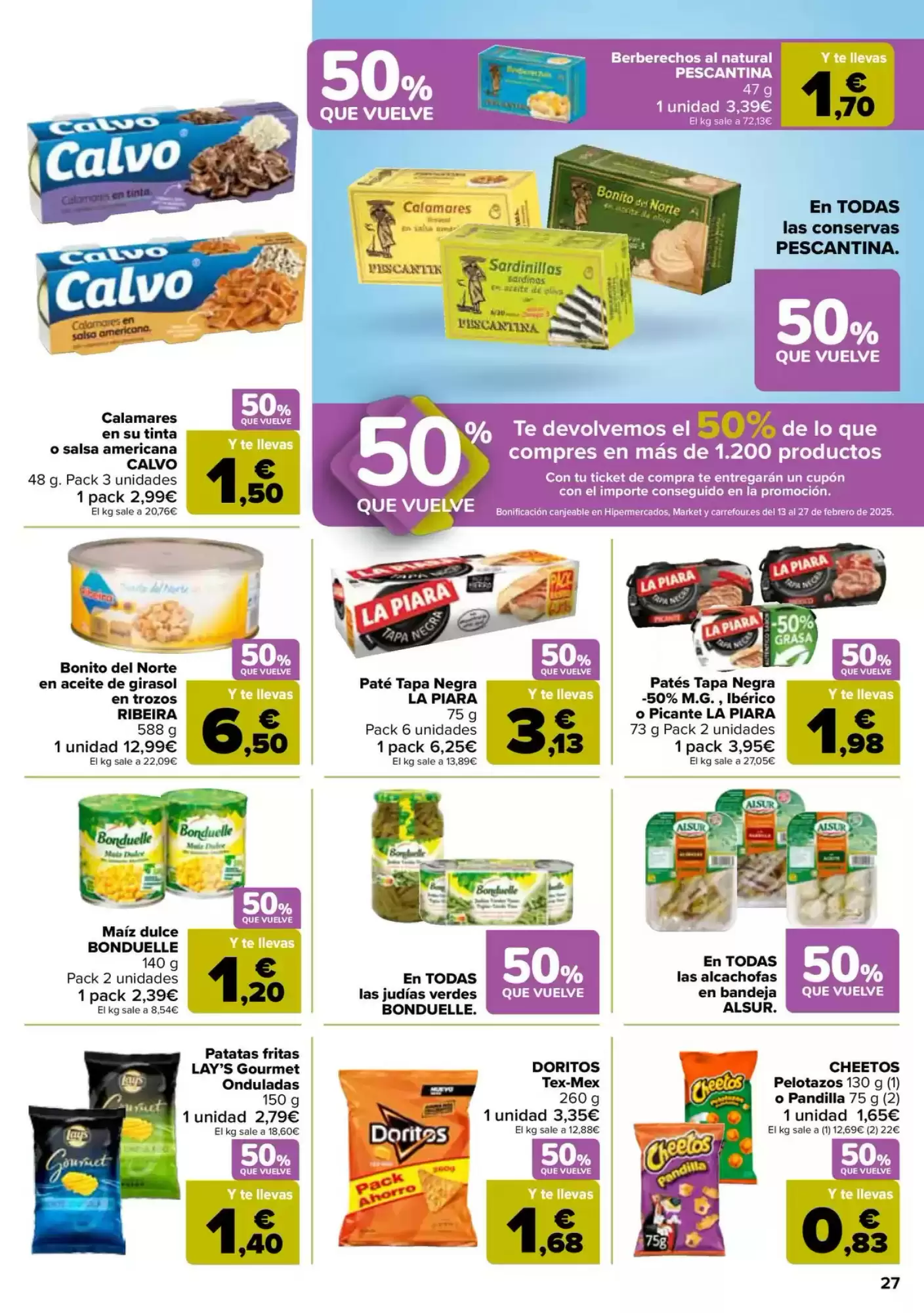 Número de página 27 del folleto promocional de la tienda Carrefour - 50% Que vuelve - fecha de vigencia: desde28.01 bis 12.02