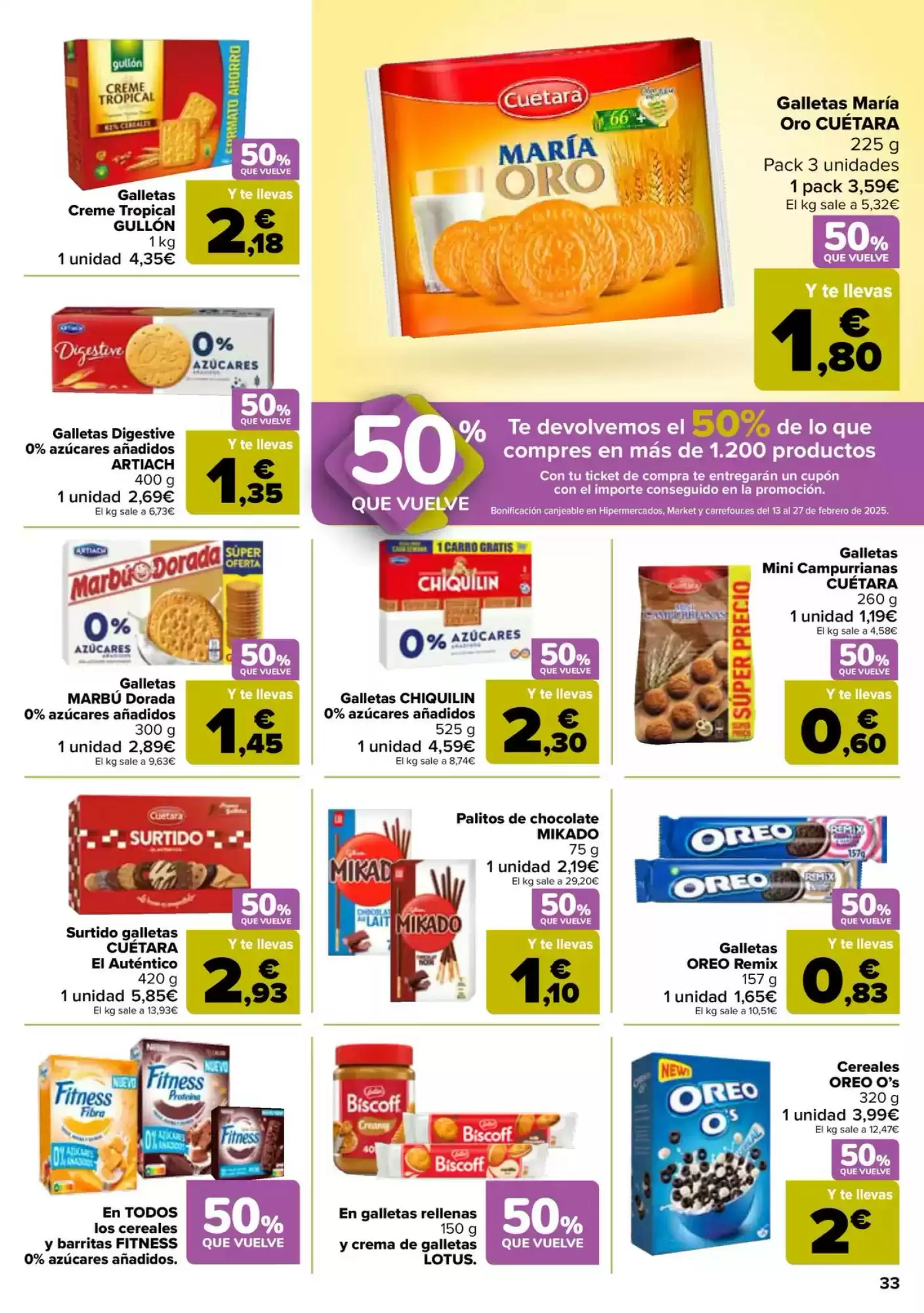 Número de página 33 del folleto promocional de la tienda Carrefour - 50% Que vuelve - fecha de vigencia: desde28.01 bis 12.02