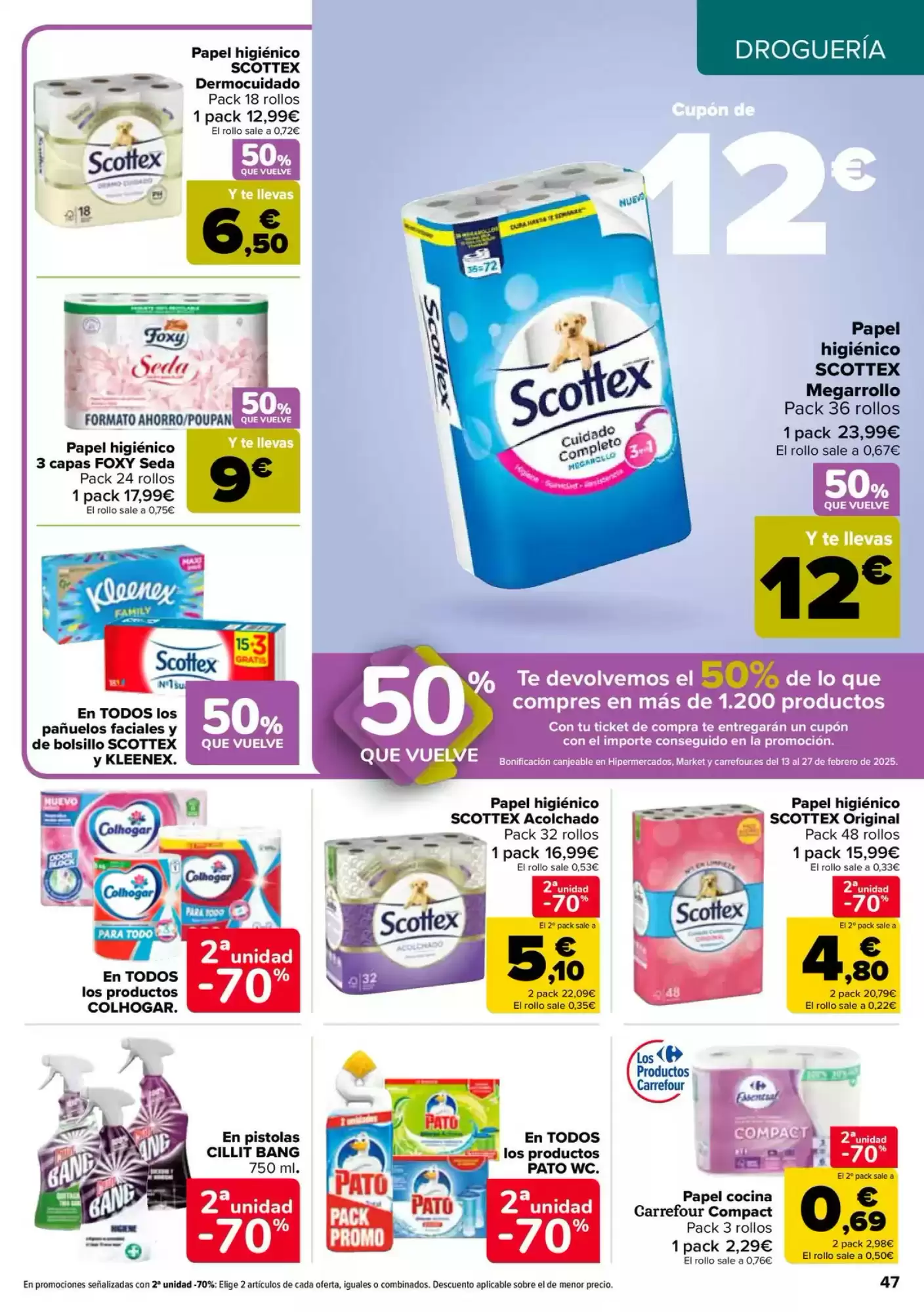 Número de página 47 del folleto promocional de la tienda Carrefour - 50% Que vuelve - fecha de vigencia: desde28.01 bis 12.02