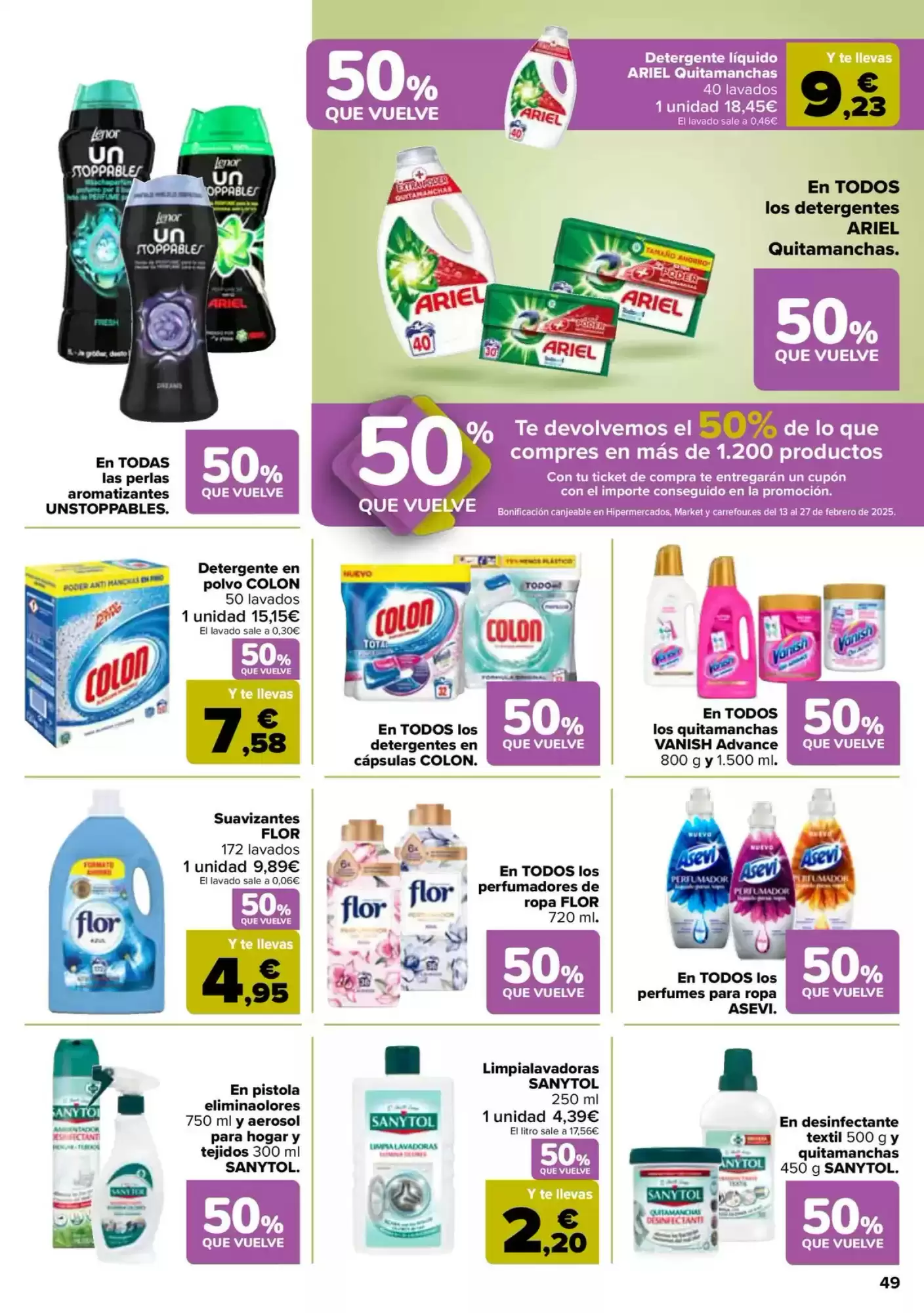 Número de página 49 del folleto promocional de la tienda Carrefour - 50% Que vuelve - fecha de vigencia: desde28.01 bis 12.02