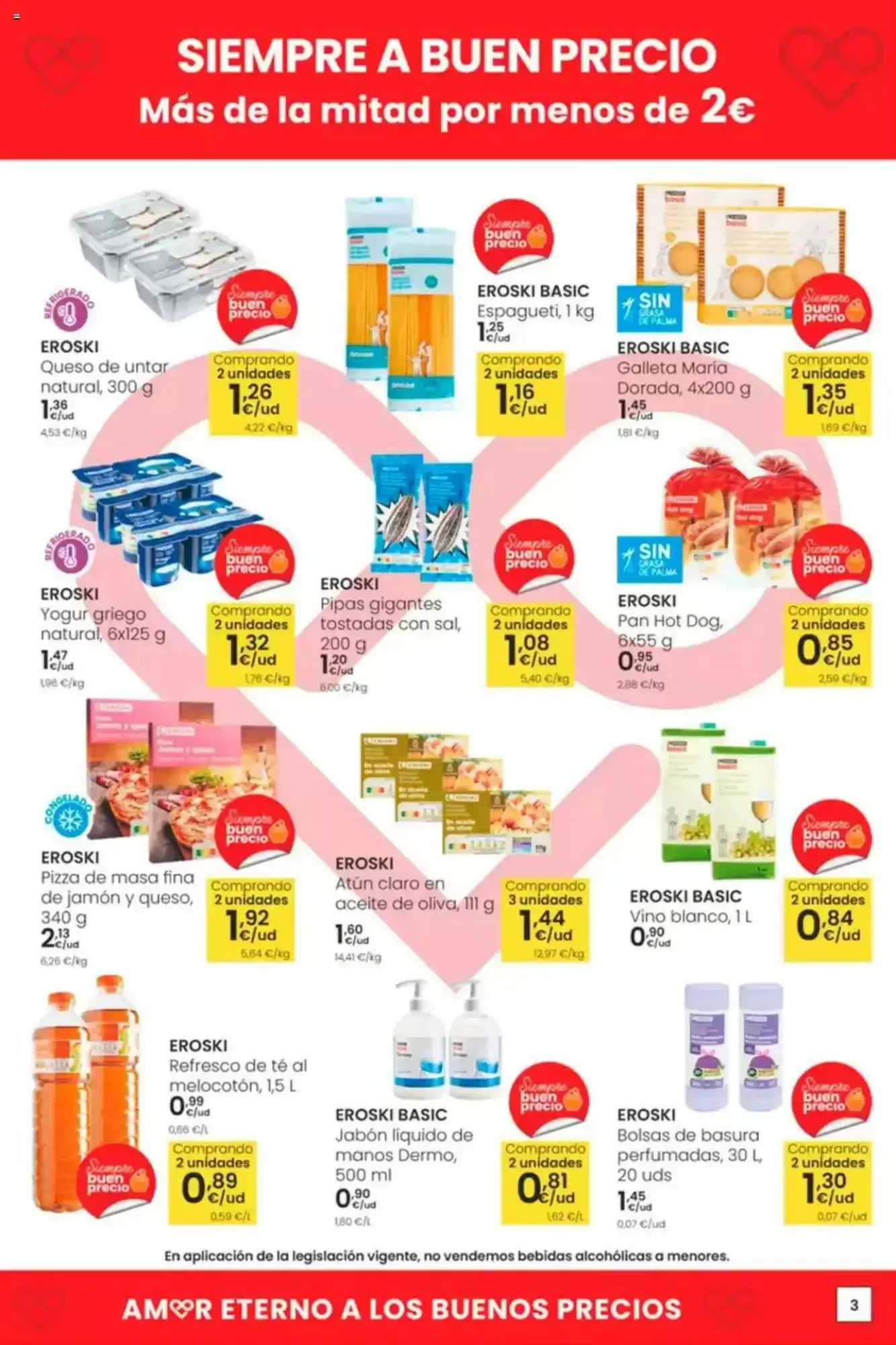 Número de página 3 del folleto promocional de la tienda Eroski - Siempre a buen precio - fecha de vigencia: desde30.01 bis 11.02