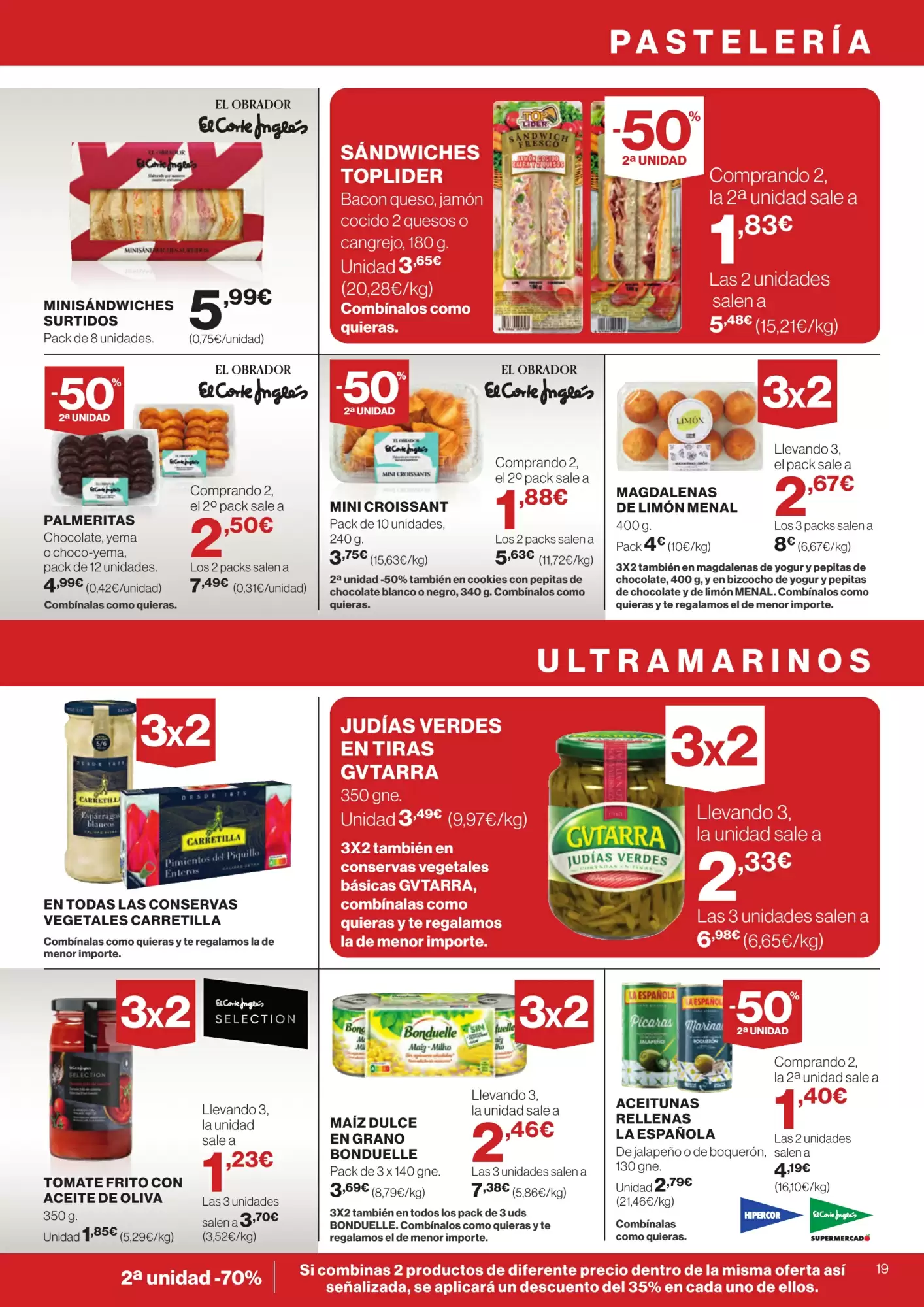 Número de página 19 del folleto promocional de la tienda Hipercor - Buenos precios a doario 3x2 - fecha de vigencia: desde30.01 bis 12.02