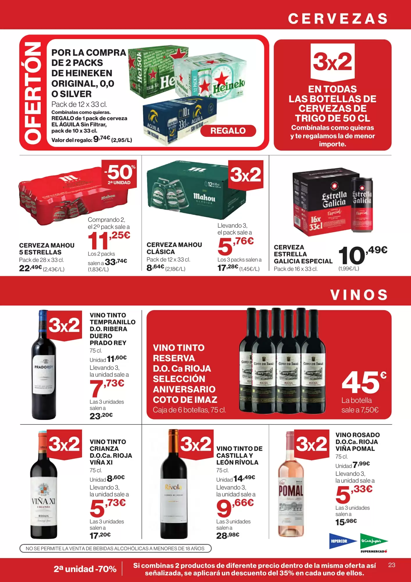 Número de página 23 del folleto promocional de la tienda Hipercor - Buenos precios a doario 3x2 - fecha de vigencia: desde30.01 bis 12.02