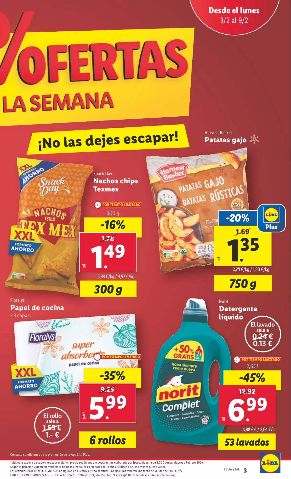 Número de página 3 del folleto promocional de la tienda Lidl - Marca la diferecia - fecha de vigencia: desde03.02 bis 09.02