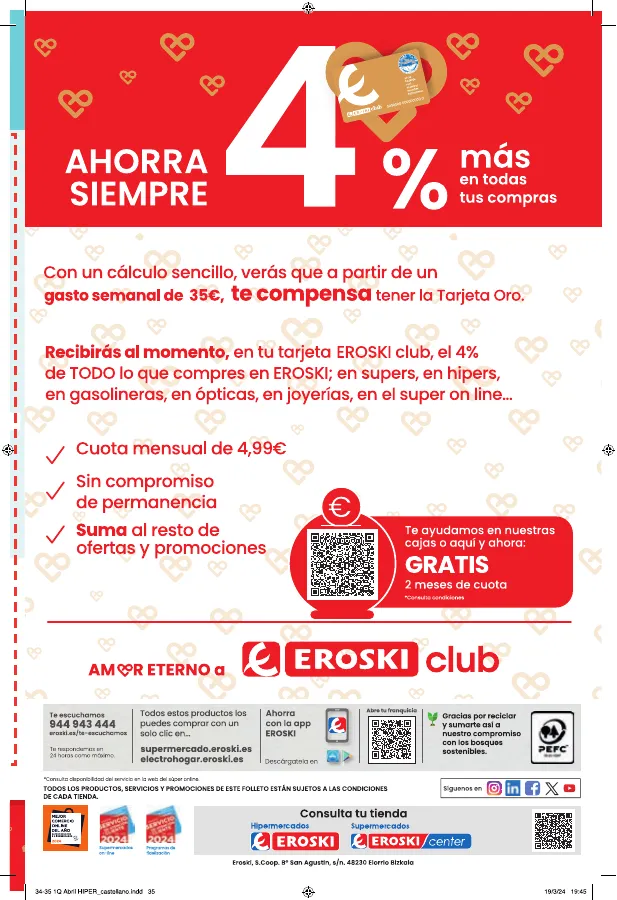 Número de página 35 del folleto promocional de la tienda Eroski - Hipermercado EROSKI - fecha de vigencia: desde04.04 bis 16.04