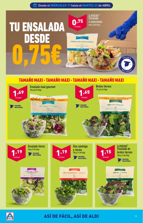 Número de página 10 del folleto promocional de la tienda Aldi - Folleto semanal Península - fecha de vigencia: desde17.04 bis 23.04