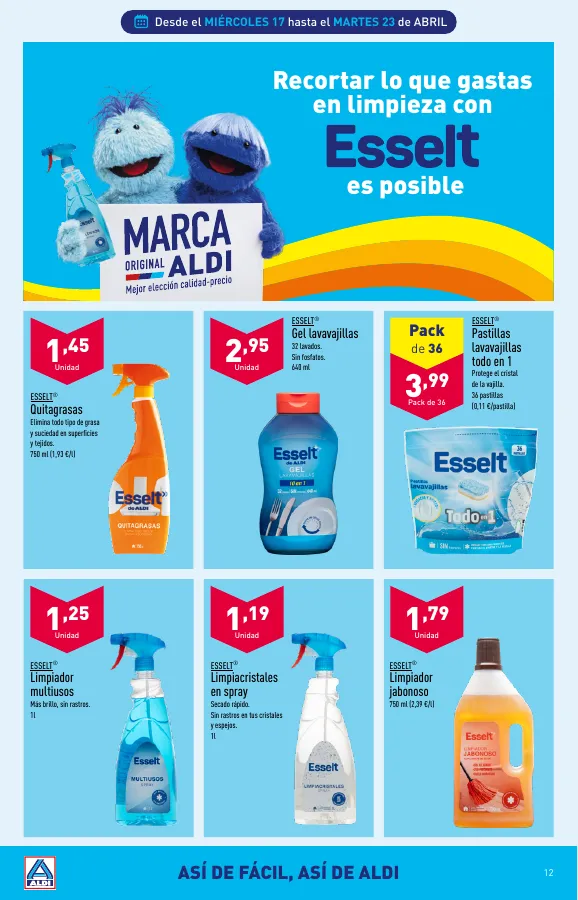 Número de página 12 del folleto promocional de la tienda Aldi - Folleto semanal Península - fecha de vigencia: desde17.04 bis 23.04