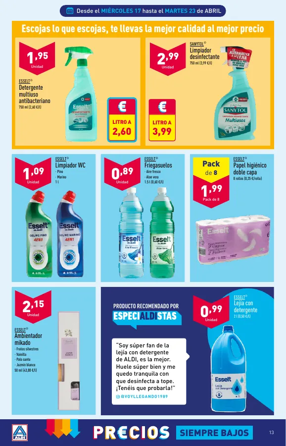 Número de página 13 del folleto promocional de la tienda Aldi - Folleto semanal Península - fecha de vigencia: desde17.04 bis 23.04