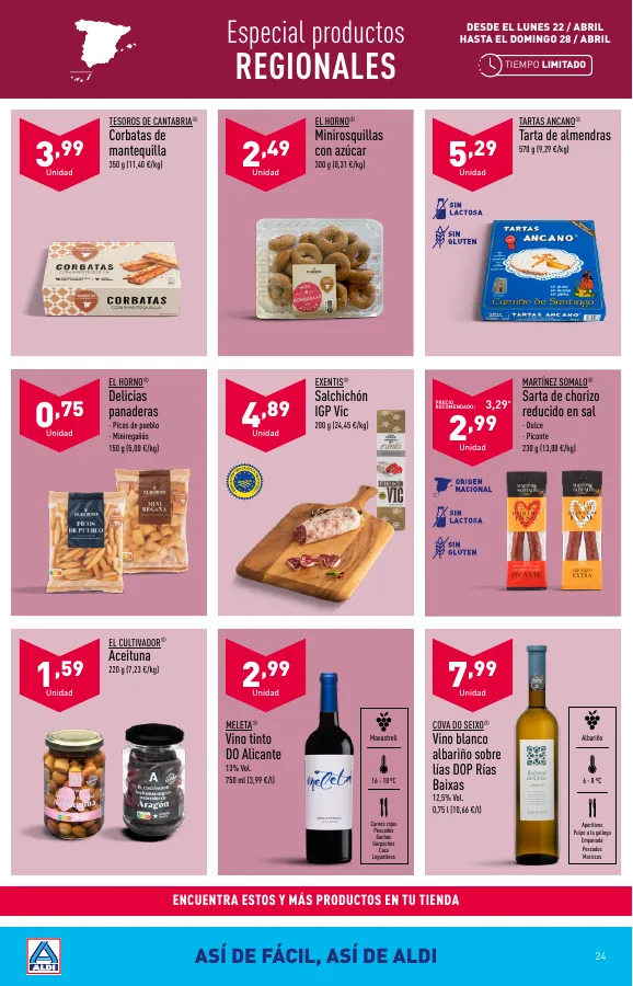 Número de página 24 del folleto promocional de la tienda Aldi - Folleto semanal Península - fecha de vigencia: desde17.04 bis 23.04