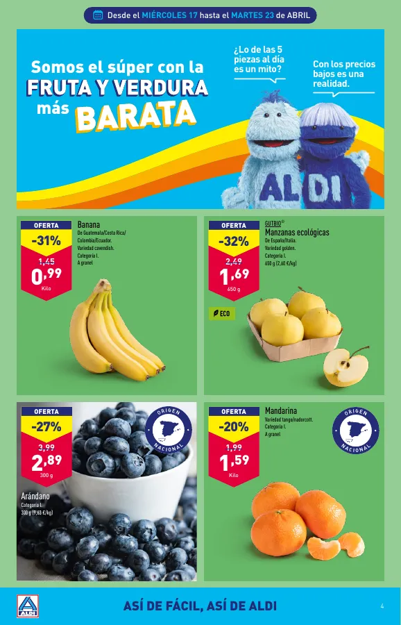 Número de página 4 del folleto promocional de la tienda Aldi - Folleto semanal Península - fecha de vigencia: desde17.04 bis 23.04