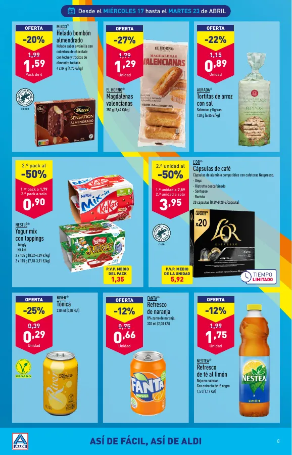 Número de página 8 del folleto promocional de la tienda Aldi - Folleto semanal Península - fecha de vigencia: desde17.04 bis 23.04