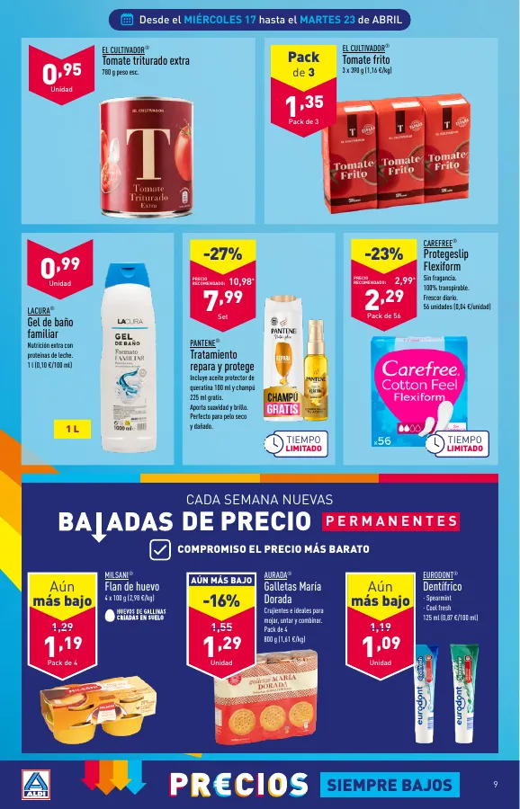 Número de página 9 del folleto promocional de la tienda Aldi - Folleto semanal Península - fecha de vigencia: desde17.04 bis 23.04