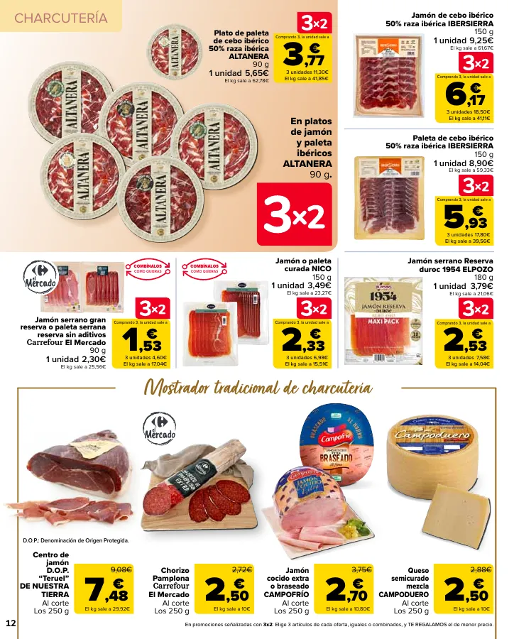 Número de página 12 del folleto promocional de la tienda Carrefour - 50% Q VUELVE (Alimentación) + 3x2 (Alimentación, Drogueria, Perfumeria y comida de animales) - fecha de vigencia: desde11.04 bis 24.04