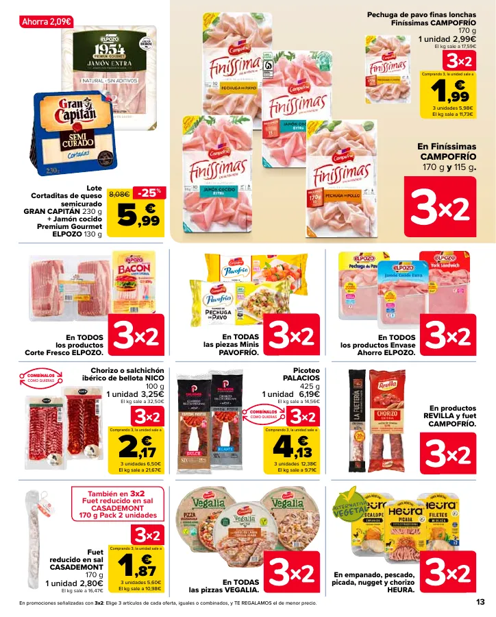 Número de página 13 del folleto promocional de la tienda Carrefour - 50% Q VUELVE (Alimentación) + 3x2 (Alimentación, Drogueria, Perfumeria y comida de animales) - fecha de vigencia: desde11.04 bis 24.04