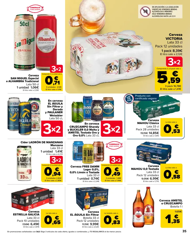 Número de página 37 del folleto promocional de la tienda Carrefour - 50% Q VUELVE (Alimentación) + 3x2 (Alimentación, Drogueria, Perfumeria y comida de animales) - fecha de vigencia: desde11.04 bis 24.04