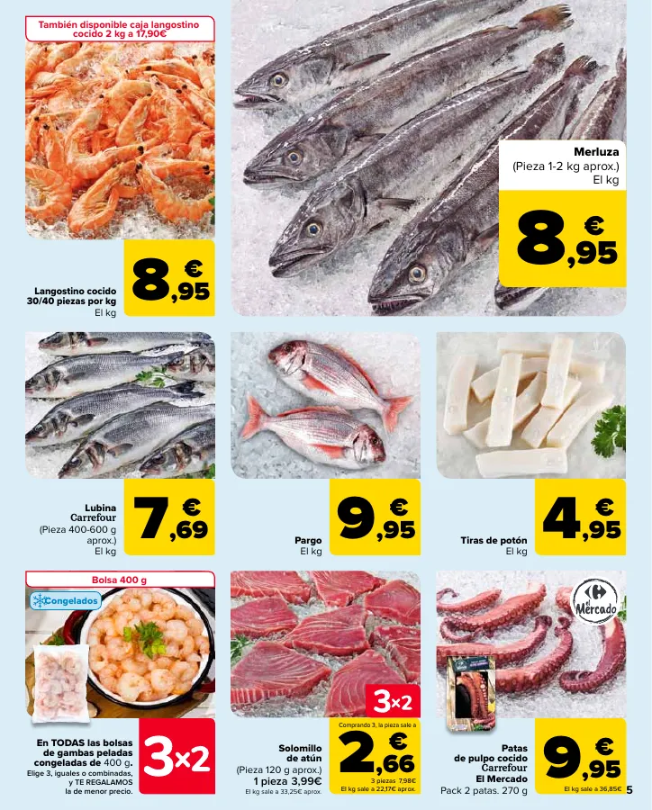 Número de página 5 del folleto promocional de la tienda Carrefour - 50% Q VUELVE (Alimentación) + 3x2 (Alimentación, Drogueria, Perfumeria y comida de animales) - fecha de vigencia: desde11.04 bis 24.04