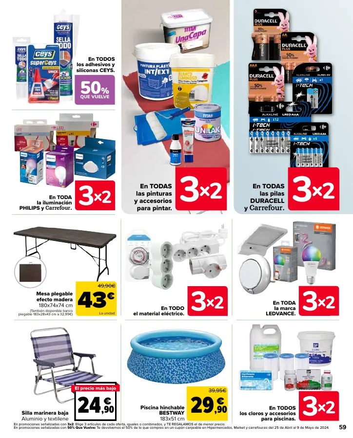 Número de página 61 del folleto promocional de la tienda Carrefour - 50% Q VUELVE (Alimentación) + 3x2 (Alimentación, Drogueria, Perfumeria y comida de animales) - fecha de vigencia: desde11.04 bis 24.04