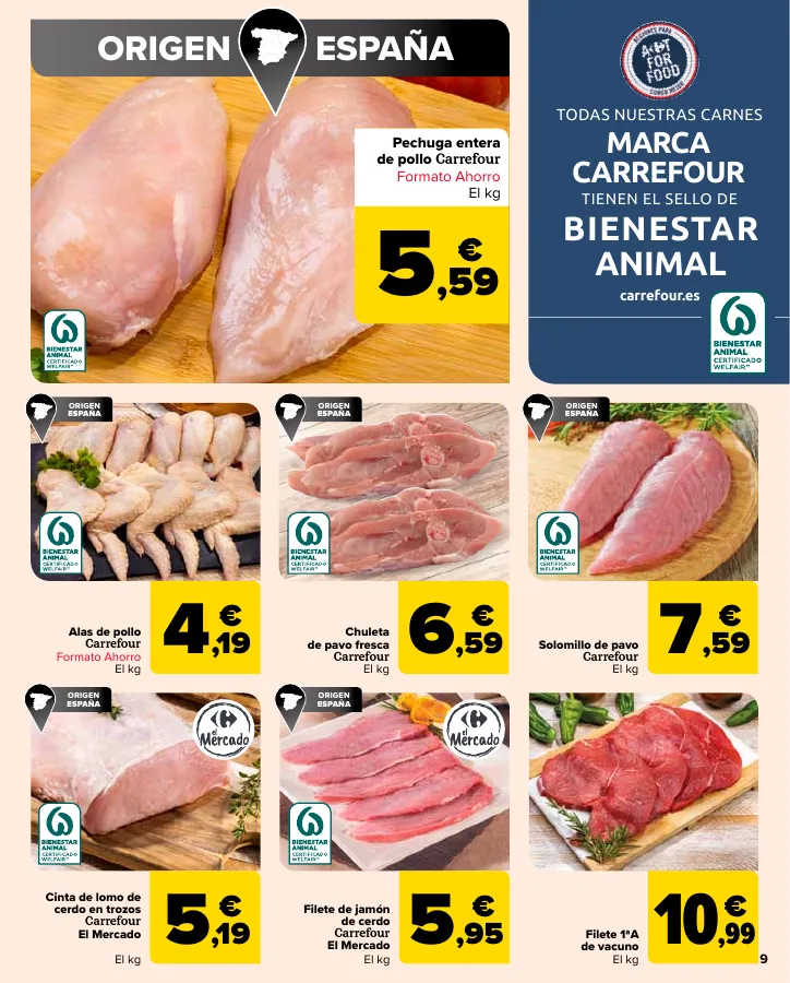 Número de página 9 del folleto promocional de la tienda Carrefour - 50% Q VUELVE (Alimentación) + 3x2 (Alimentación, Drogueria, Perfumeria y comida de animales) - fecha de vigencia: desde11.04 bis 24.04