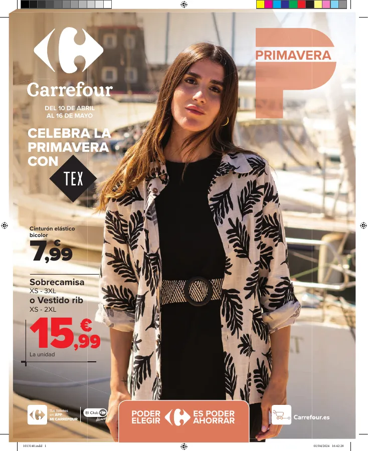 Número de página 1 del folleto promocional de la tienda Carrefour - COLECCIÓN TEXTIL - fecha de vigencia: desde10.04 bis 16.04