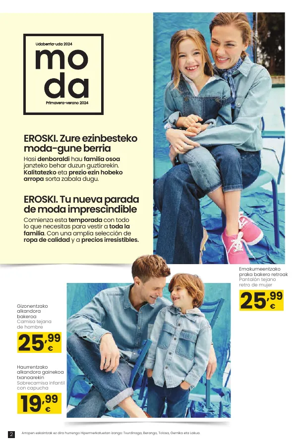 Número de página 2 del folleto promocional de la tienda Eroski - Moda udaberria-uda 2024 HIPERMERKATUAK EROSKI. - fecha de vigencia: desde21.03 bis 17.04