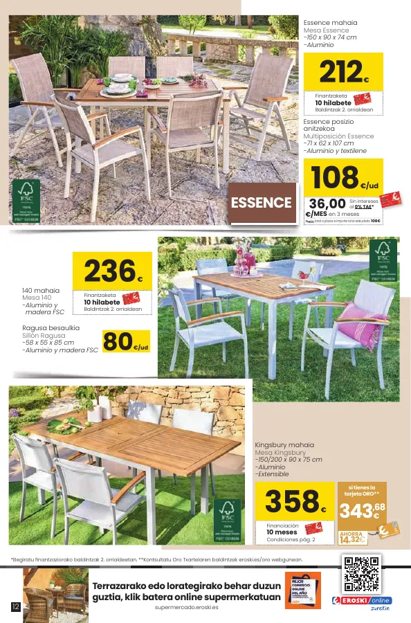 Número de página 12 del folleto promocional de la tienda Eroski - Lorategia Terraza HIPERMERKATUAK EROSKI. - fecha de vigencia: desde21.03 bis 17.04