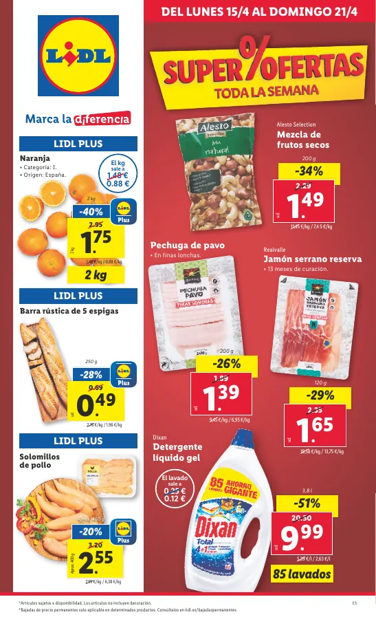 Número de página 1 del folleto promocional de la tienda Lidl - FOLLETO ALIMENTACIÓN 15/4 - fecha de vigencia: desde15.04 bis 21.04