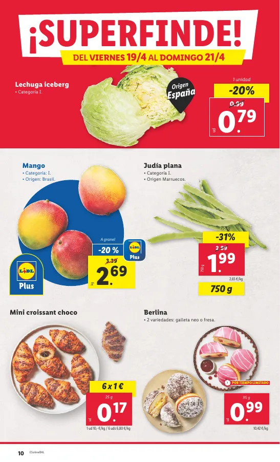 Número de página 10 del folleto promocional de la tienda Lidl - FOLLETO ALIMENTACIÓN 15/4 - fecha de vigencia: desde15.04 bis 21.04