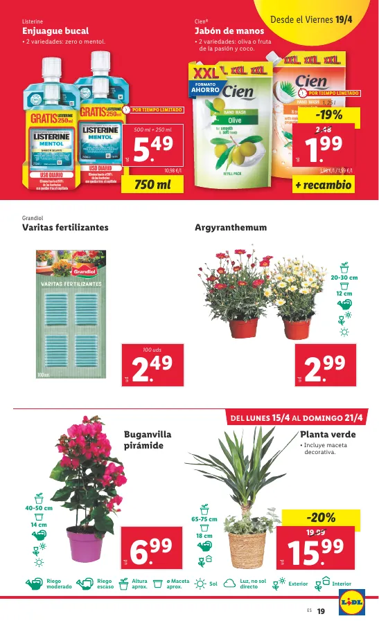 Número de página 19 del folleto promocional de la tienda Lidl - FOLLETO ALIMENTACIÓN 15/4 - fecha de vigencia: desde15.04 bis 21.04