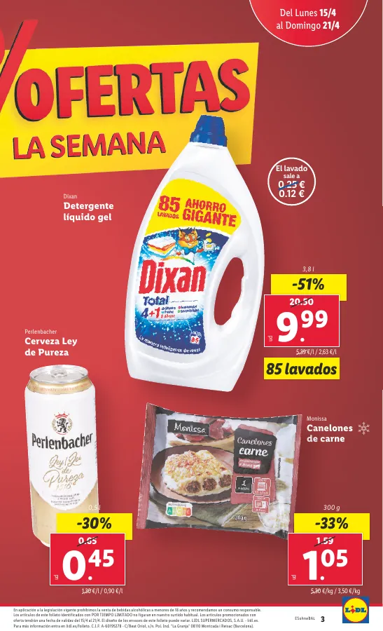 Número de página 3 del folleto promocional de la tienda Lidl - FOLLETO ALIMENTACIÓN 15/4 - fecha de vigencia: desde15.04 bis 21.04