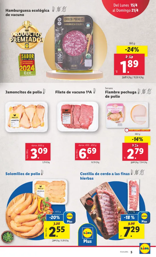 Número de página 5 del folleto promocional de la tienda Lidl - FOLLETO ALIMENTACIÓN 15/4 - fecha de vigencia: desde15.04 bis 21.04