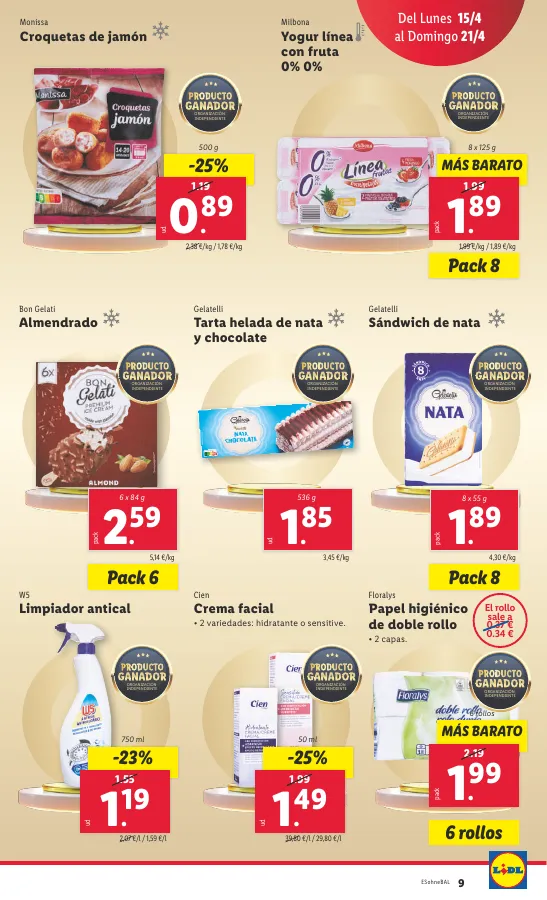 Número de página 9 del folleto promocional de la tienda Lidl - FOLLETO ALIMENTACIÓN 15/4 - fecha de vigencia: desde15.04 bis 21.04