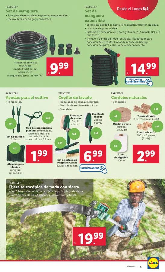 Número de página 5 del folleto promocional de la tienda Lidl - FOLLETO BAZAR 8/4 Dale vida a tu Jardin - fecha de vigencia: desde08.04 bis 12.04