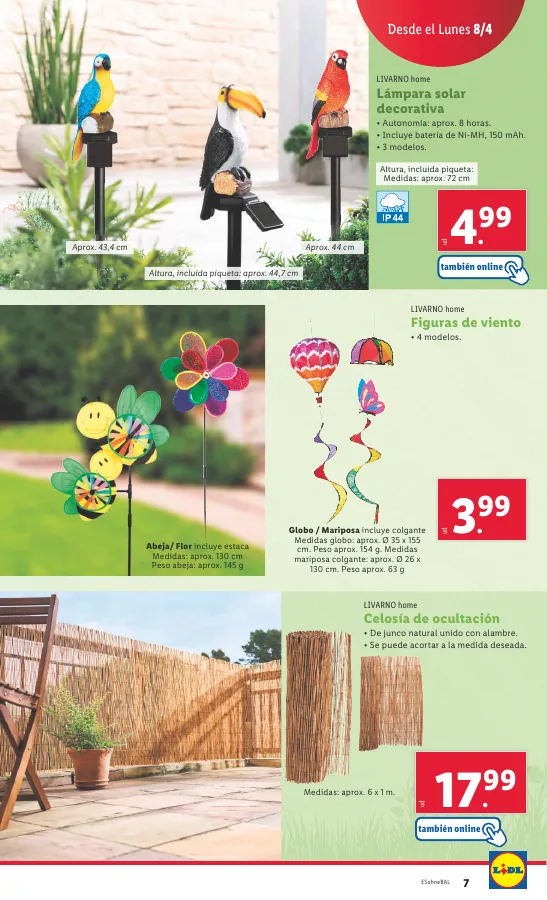 Número de página 7 del folleto promocional de la tienda Lidl - FOLLETO BAZAR 8/4 Dale vida a tu Jardin - fecha de vigencia: desde08.04 bis 12.04