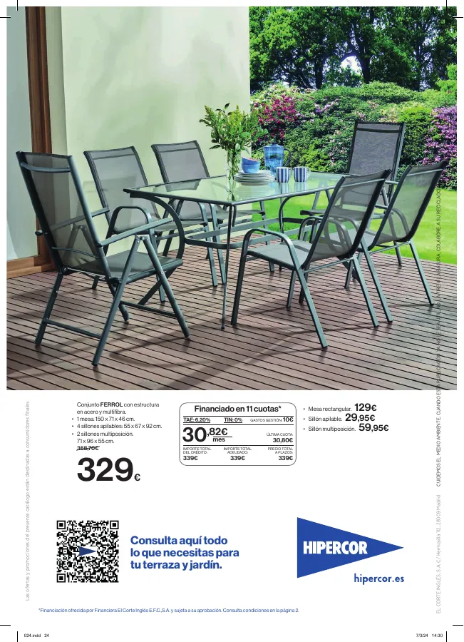 Número de página 24 del folleto promocional de la tienda Hipercor - Mil Ideas para vestir tu terraza y jardin - fecha de vigencia: desde01.04 bis 30.04