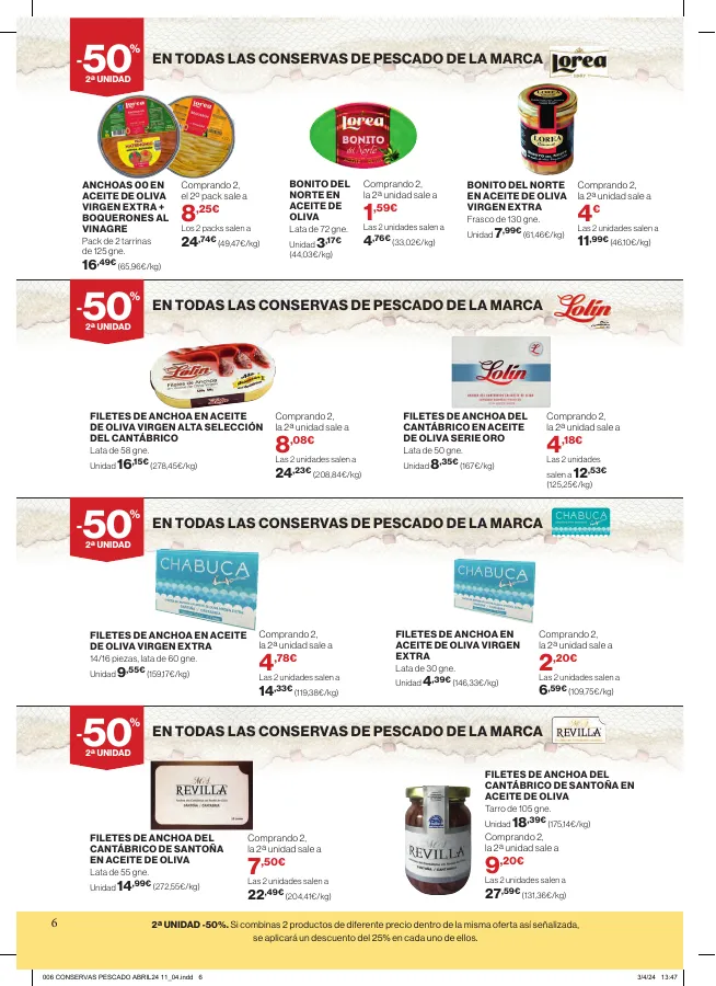 Número de página 6 del folleto promocional de la tienda Hipercor - Les majores marcas en conservas de pescado - fecha de vigencia: desde11.04 bis 24.04