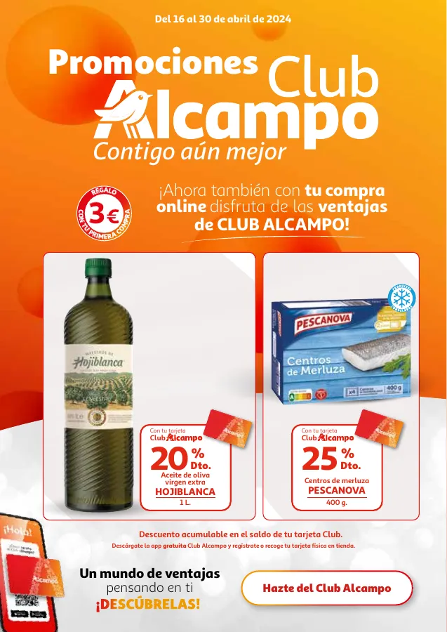 Número de página 1 del folleto promocional de la tienda Alcampo - Promociones Club Alcampo Contigo aún - fecha de vigencia: desde16.04 bis 30.04