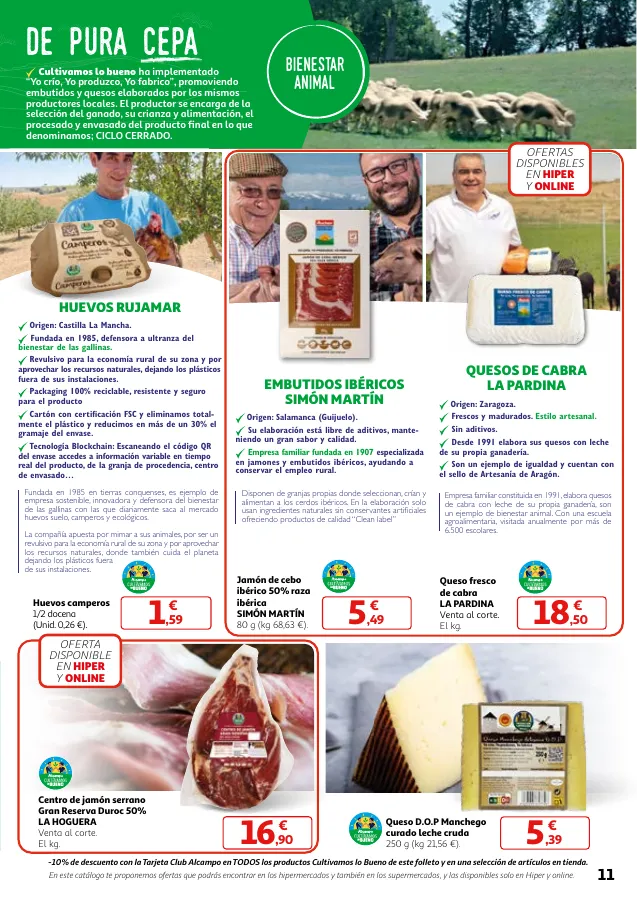 Número de página 11 del folleto promocional de la tienda Alcampo - Producir mejor, preservar el medioambiente y comer bien - fecha de vigencia: desde16.04 bis 30.04