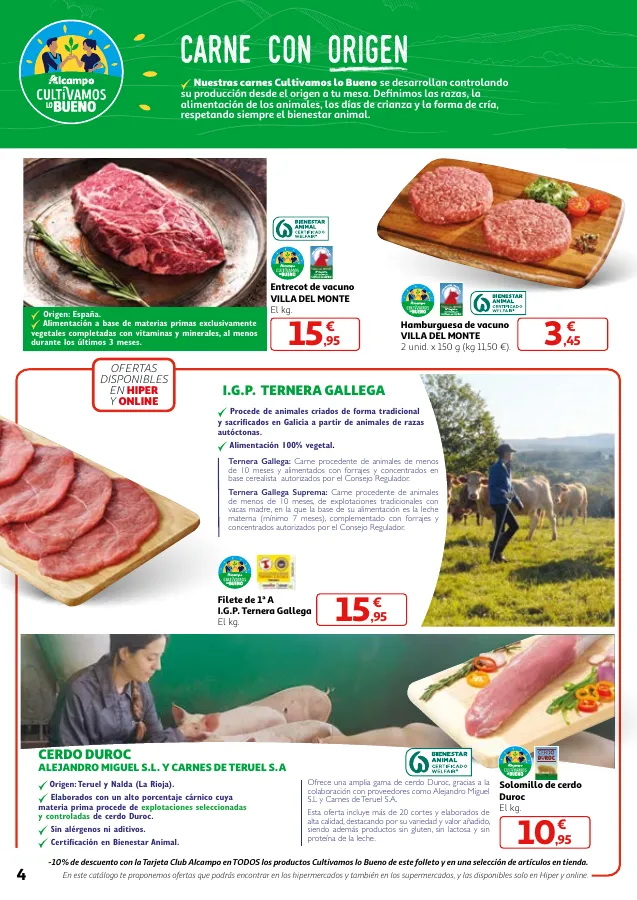 Número de página 4 del folleto promocional de la tienda Alcampo - Producir mejor, preservar el medioambiente y comer bien - fecha de vigencia: desde16.04 bis 30.04